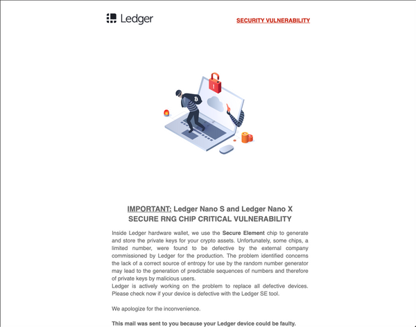 Beware of well executed Ledger phishing email